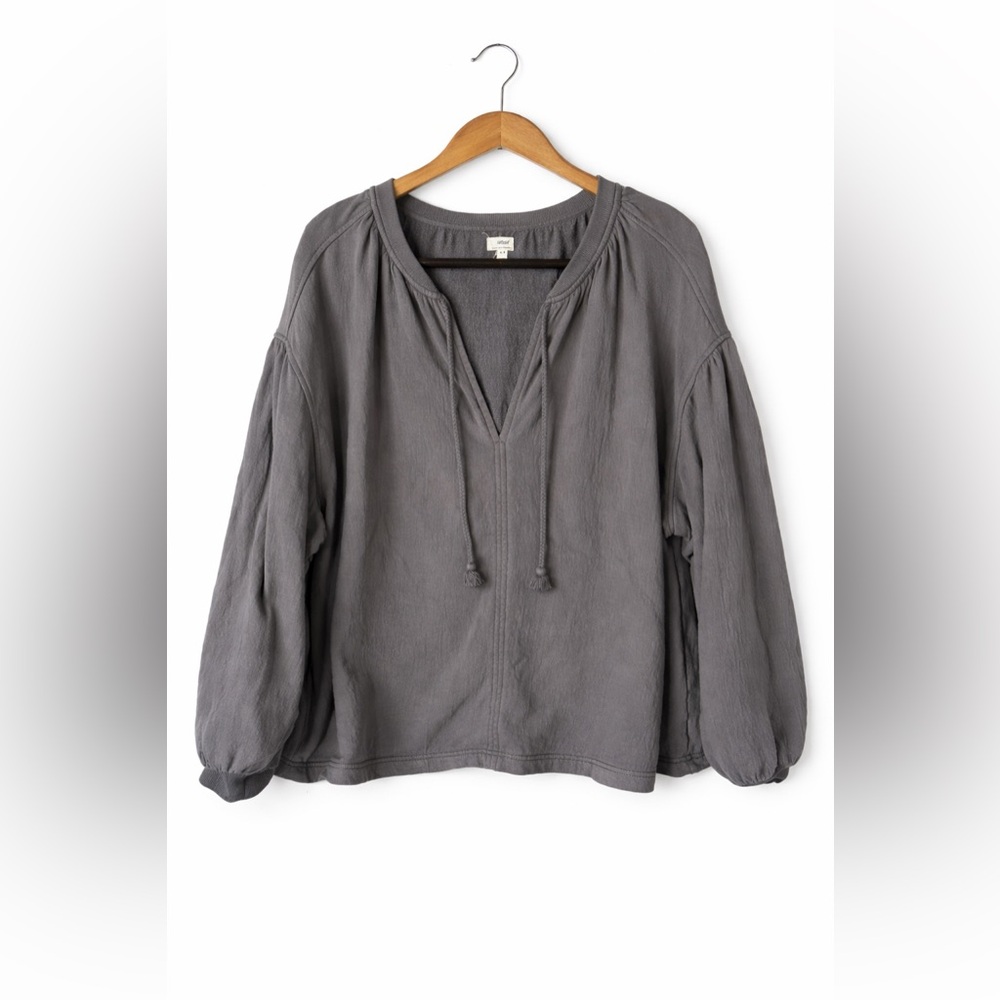 Aerie Gray Oversized Poet Sleeve Sweatshirt Boho Lounge Cozy Pullover Medium